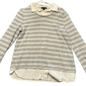 Tommy Hilfiger Casual Collared Dress Shirt | LG | Gray/White
